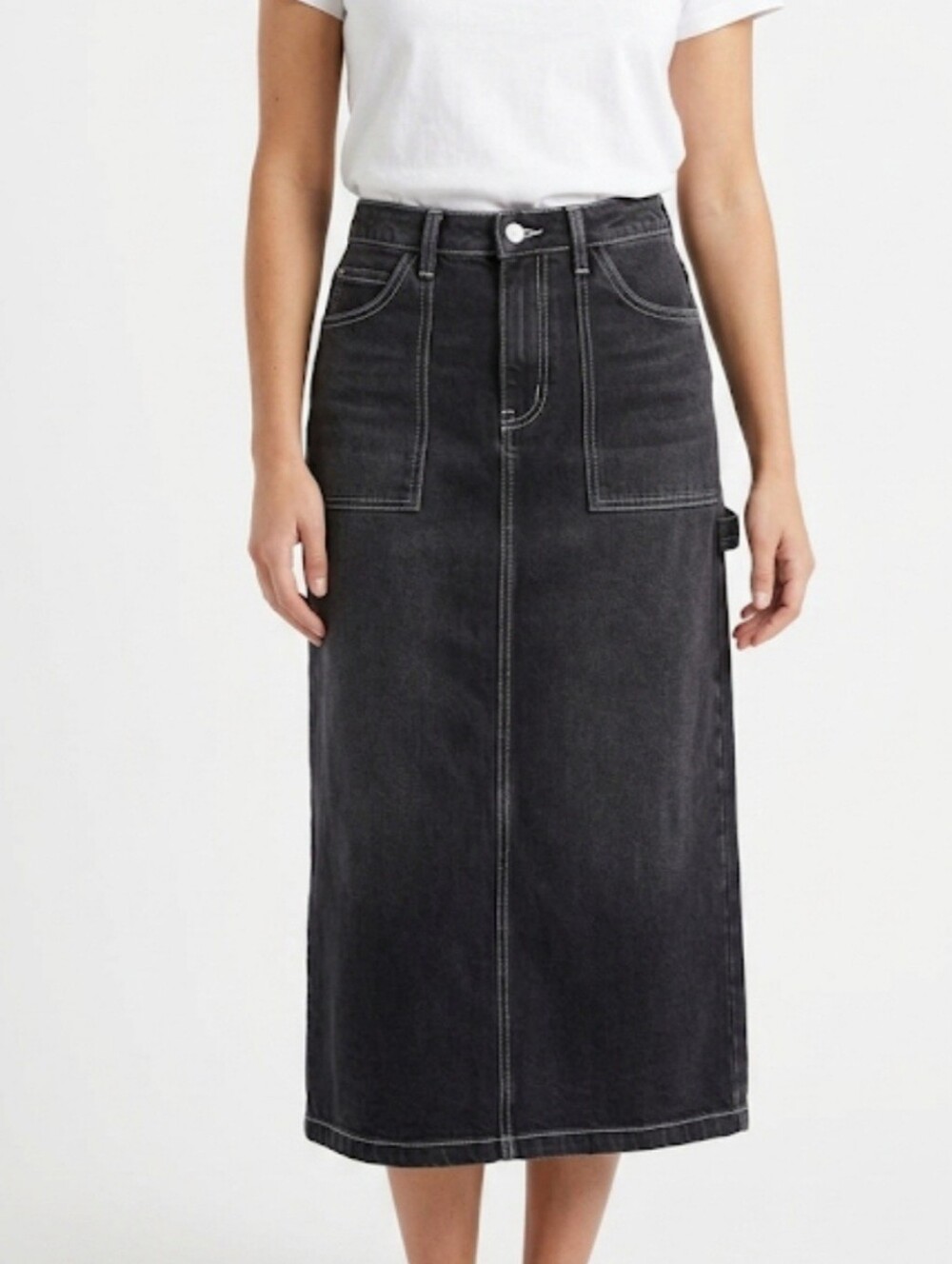 Black Denim Maxi Skirt Size 7 Y2k Streetwear